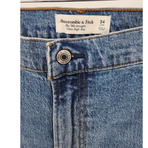 New NWT Abercrombie & Fitch 90's Straight Ultra High Rise Size 34 Long - Picture 8 of 11
